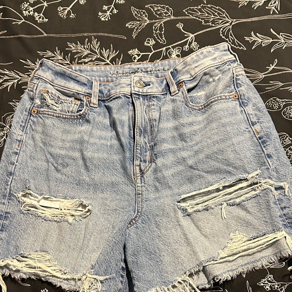 American Eagle Outfitters Light Blue Distressed Denim Shorts